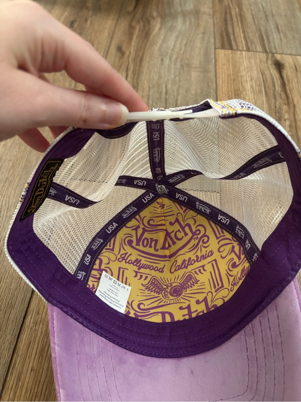 Vintage Y2K Velvet Purple/Lilac Yellow White Von Dutch Hat - Picture 3 of 4